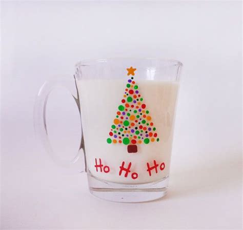 Cup Hand Painted Glass Coffee Mug Christmas Tree Etsy Christmas