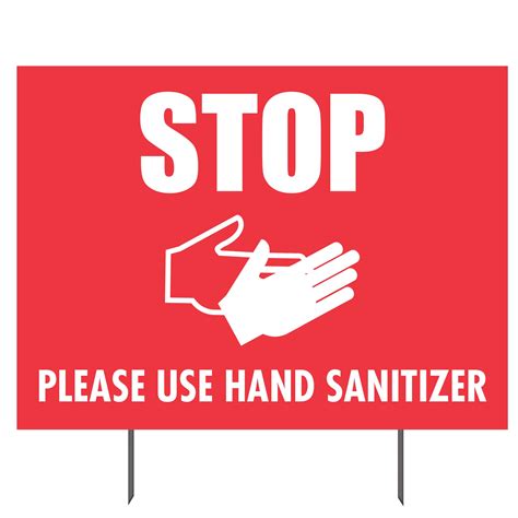 Stop Please Use Hand Sanitizer Double Sided Yard Sign 23x17 In