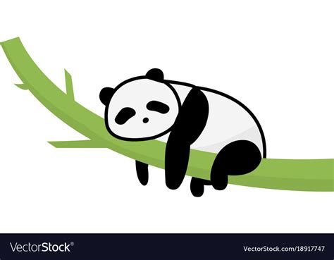 Panda Sleep On Tree Isolated Whitepanda Cartoon Vector Image