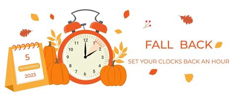 Daylight Saving Time Ends Concept Banner Fall Back Time Allarm Clock