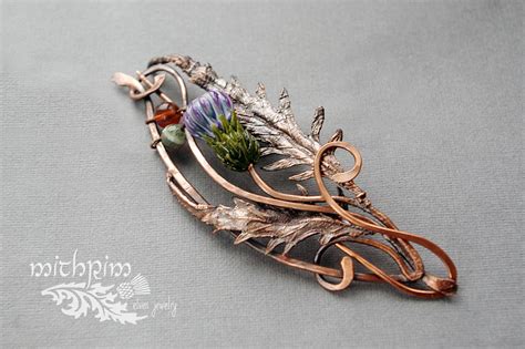 Thistle Shawl Pin Scarf Pin Copper Brooch Scottish Thistle Etsy