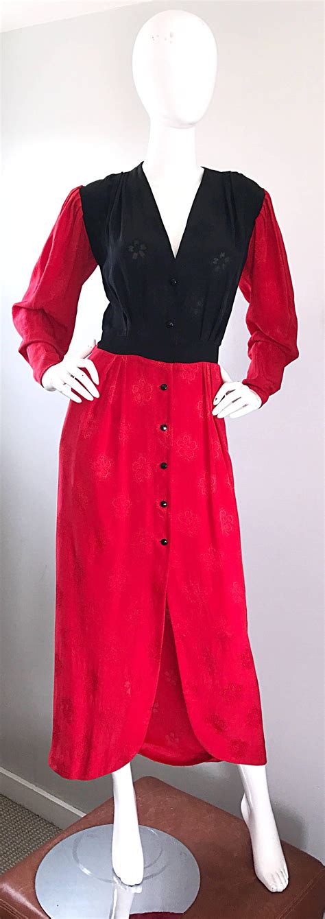 Emanuel Ungaro Vintage Red Black Color Block 1990s Long Sleeve 90s