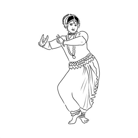 Premium Vector Outline Sketch Of Indian Woman Dancer Dancing