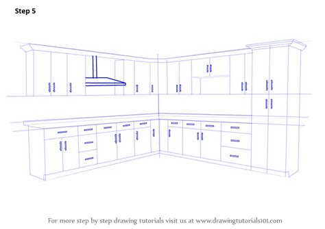 Learn How To Draw Kitchen Cabinets Furniture Step By Step Drawing