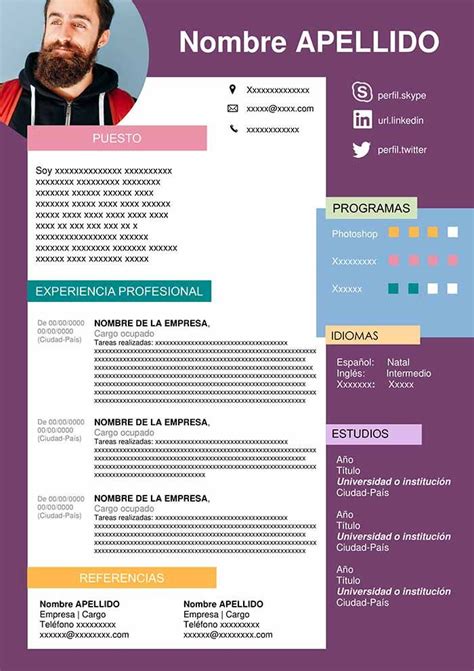 Contact section of your cv should include: Plantilla de Curriculum Vitae Novedoso - Descarga Gratis ...