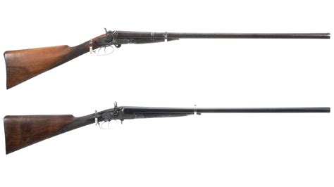 Two Engraved English Double Barrel Hammer Shotguns Rock Island Auction