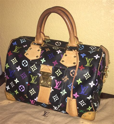 louis vuitton multi color black speedy 30 city satchel boston bag handbag purse women handbags
