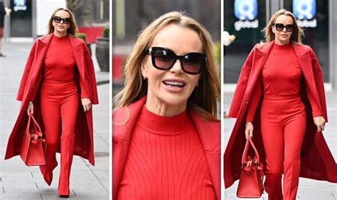 amanda holden 52 in eye popping display as she goes braless under tight red outfit latest