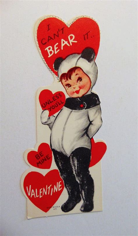 Vintage Unused Valentine Card Vintage Novelty Panda Bear 50s Etsy