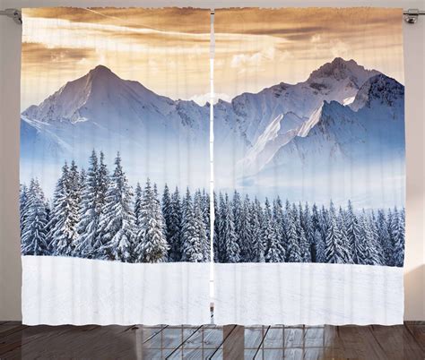 Winter Curtains 2 Panels Set Fantastic Landscape Photography Snowy
