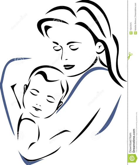 Illustration About Baby And Mother Outline Drawing Illustration
