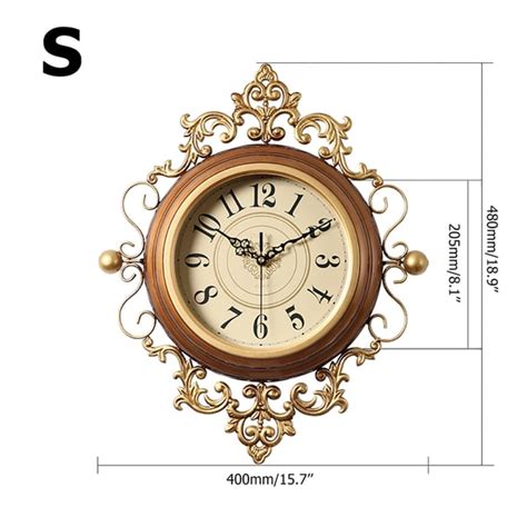 Large Classic Vintage Light Luxury Carved Metal Frame Wall Clock