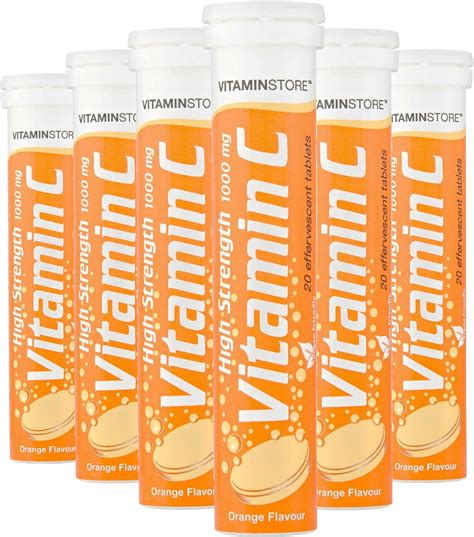 120 Vitamin C Orange 1000mg Effervescent Tablets 6 Packs Of 20 High