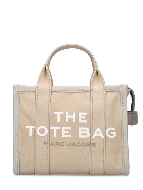 Marc Jacobs The Mini Traveler Cotton Canvas Tote Bag In Beige Modesens