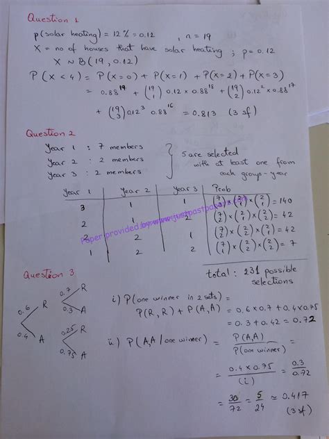 CIE 9709, A Level, Paper 62, May/June 2014 – Statistics 1 Solution