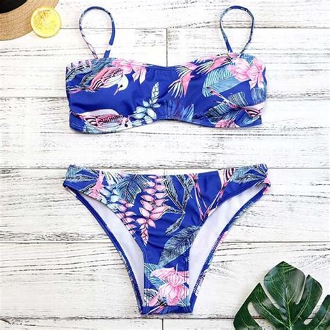 2018 Summer Women Bikini Set Swimwear Push Up Padded Print Bra Swimsuit