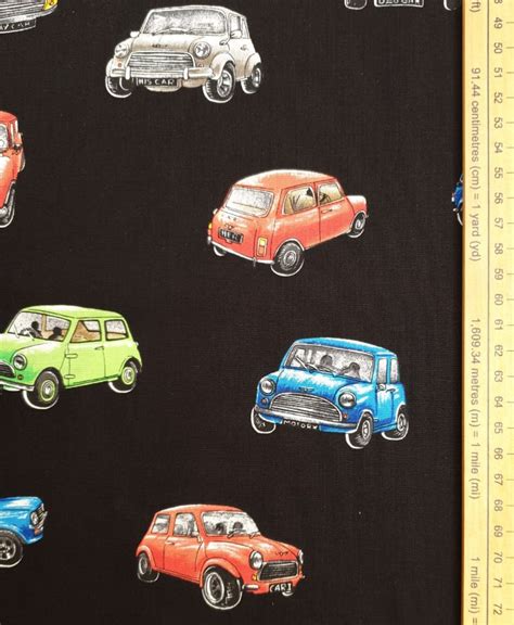 Mini Cooper Fabric Uk 100 Cotton Material By Metre Classic Etsy