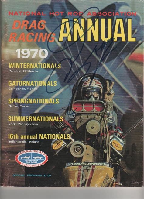 An Autographed Poster For The National Hot Rod Association Drag Racing