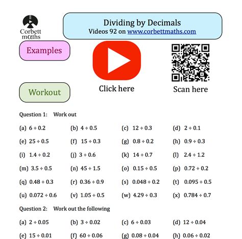 Dividing By Decimals Textbook Exercise Corbettmaths