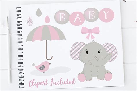 Baby Girl Clipart Elephant Clipart Ba Design Bundles