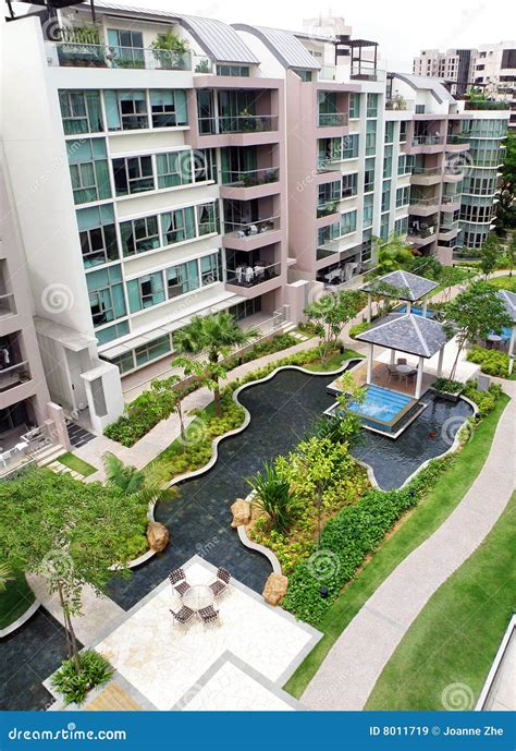 Modern Condominium Exterior And Landscaping Stock Image Image Of
