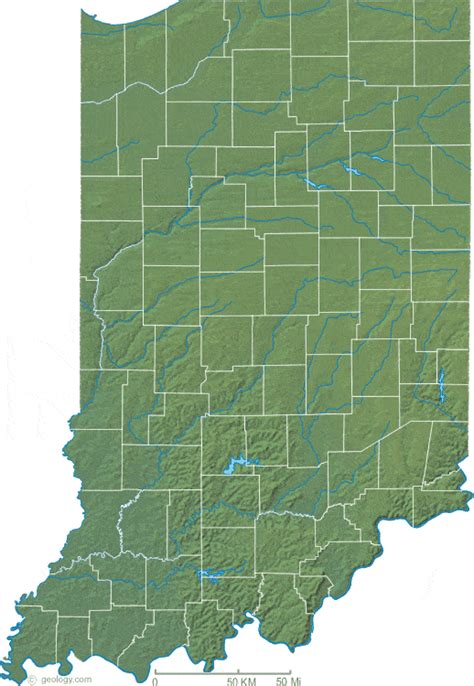 Indiana Physical Map And Indiana Topographic Map