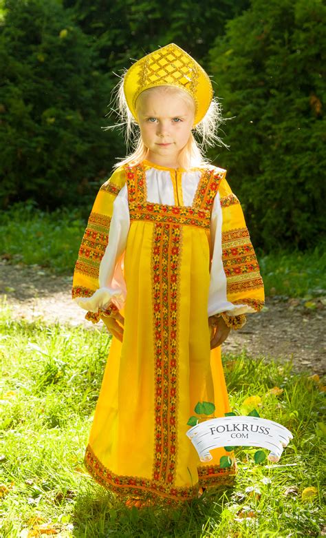 Traditional Russian Silk Dress Vasilisa For Girl Folk