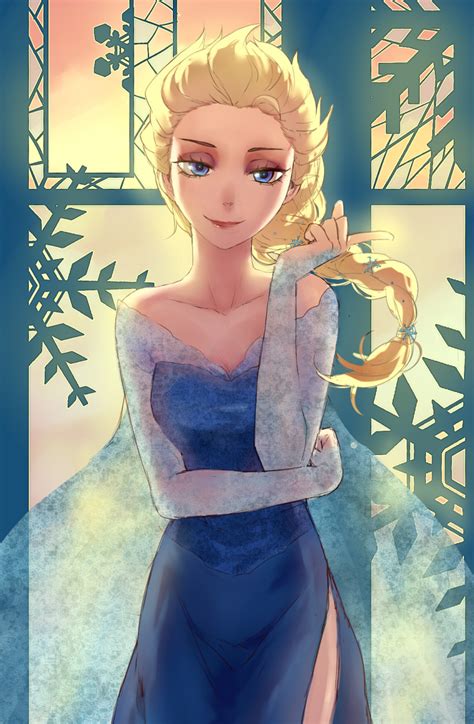 Safebooru 1girl Backlighting Bare Shoulders Blonde Hair Blue Dress Braid Dress Elsa Frozen