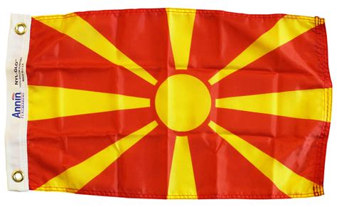 North macedonia's flag has red and yellow. North Macedonia, Republic of - 12"X18" Nylon Flag ...