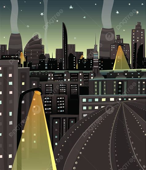 Night Cityscape Cartoon Cartoon Urban Background Vector Cartoon Urban
