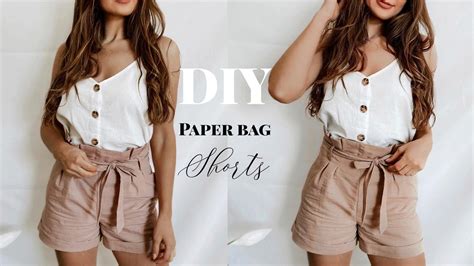 Diy Paper Bag Shorts From Scratch Linen Shorts Sewing Tutorial Youtube