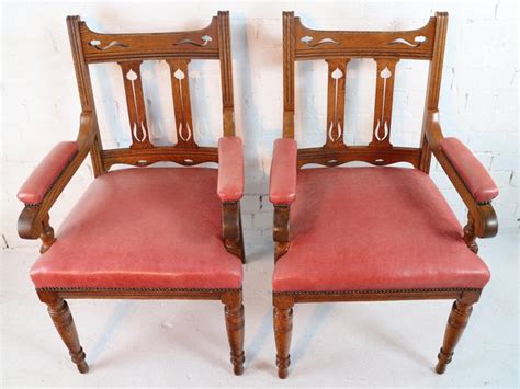 Set of 2 mission/shaker polyester/polyester blend upholstered dining side chair (wood frame) model #4540.6h842. Set of 14 Arts and Crafts Oak Dining Chairs For Sale at 1stdibs