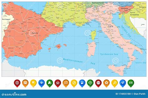 Italia España Mapa Pin En Infografias De Viaje