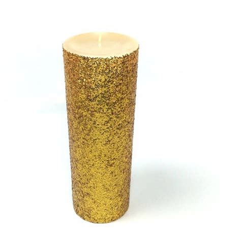 Gold Glitter Pillar Candle Wedding Candles Choose 4