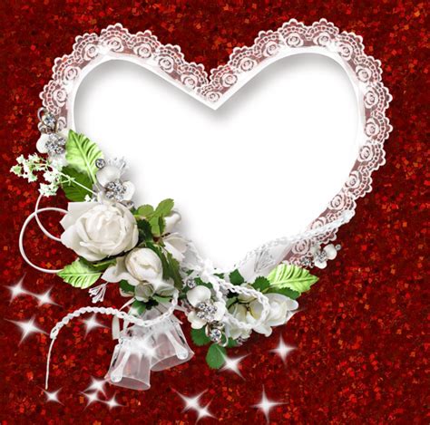 Lace Border Heart Shaped Photo Frame On Red Backgroundpng 1280×1268