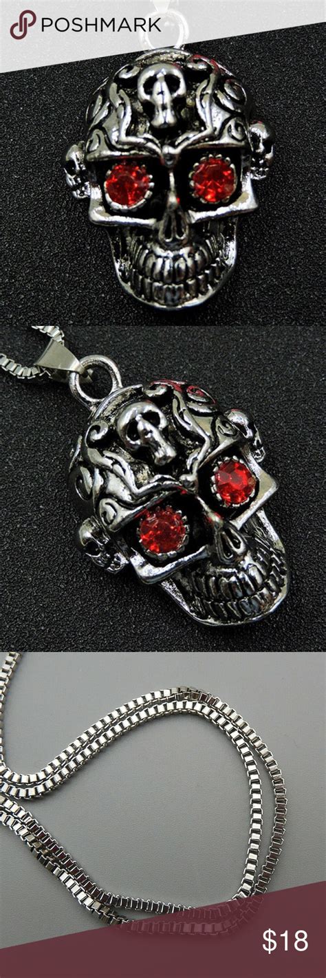 Goth Red Eyed Skull Pendant Nwt Skull Pendant Mens Accessories