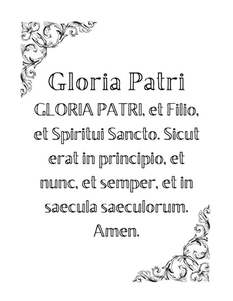 Gloria Patri In Latin Single Page Printable Etsy