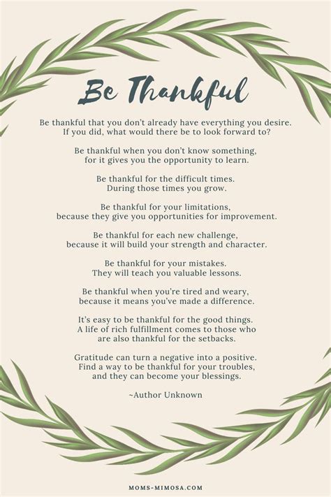 Be Thankful A Poem Of Gratitude Moms Mimosa In 2020 Gratitude