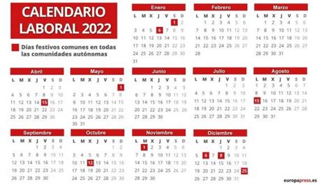Desvelado El Calendario Laboral De Todos Los Festivos Y Puentes