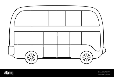 Vector Black And White Double Decker Bus Funny Line Autobus For Kids