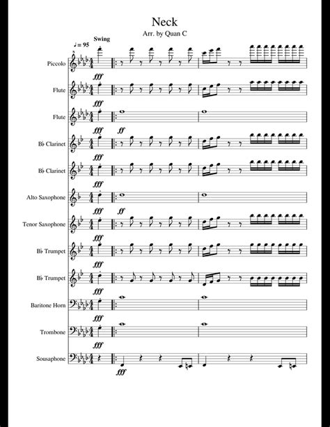 Neckmarching Band Sheet Music For Flute Clarinet Piccolo Alto