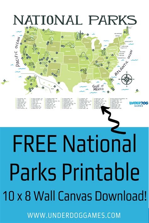 National Parks Map Poster Available For Free National Parks Map Us