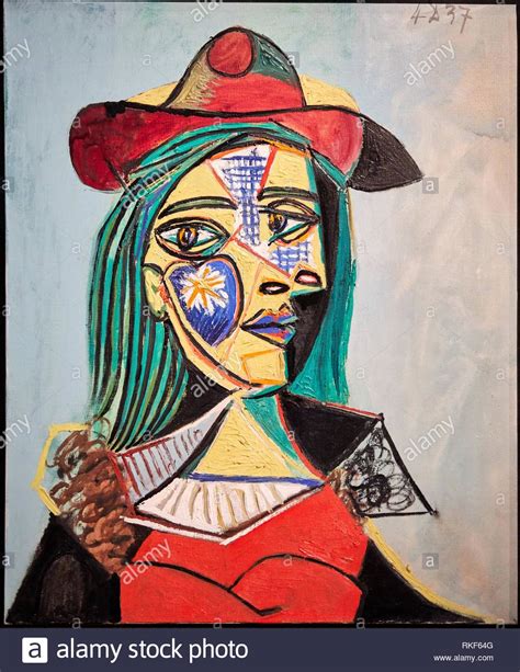 Pablo picasso bild pablo picasso schwarz / weiß fotodruck. Frau in Hut und Pelzkragen (Marie-Thérèse Walter)'', 1937 ...