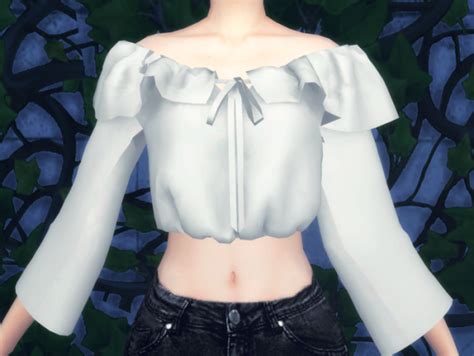 Sims 4 Ccs The Best Ruffle V Neck Blouse By The Secret Life Of Kimiko