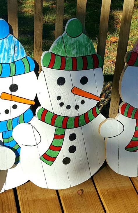 Pallet Snowman Outdoor Christmas Decor Holiday Decor Wood Etsy