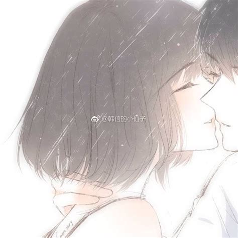 Two People That Are Kissing Each Other In Front Of A White Background