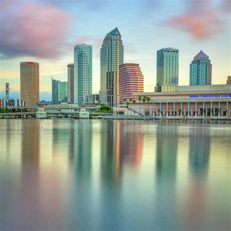 Tampa Bay Skyline At Dusk 1x1 Photograph By Gregory Ballos Fine Art