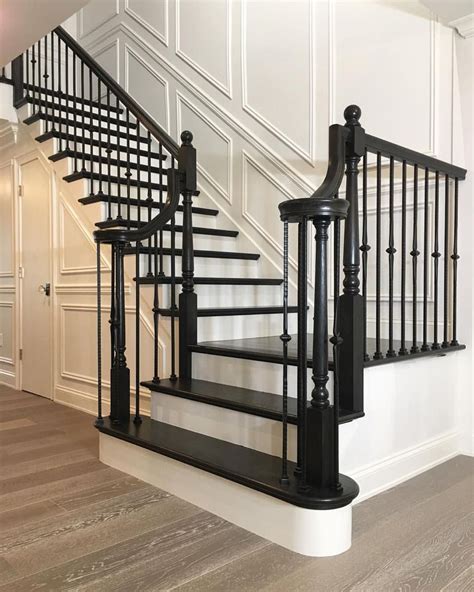 Stained Staircase Dark Staircase Black Stair Railing Painted