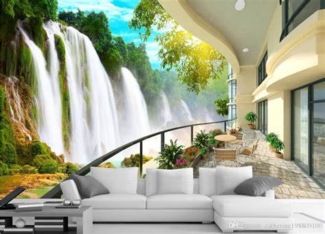 Hd Waterfall Landscape Tv Wall Mural 3d Wallpaper 3d Wall Papers For Tv