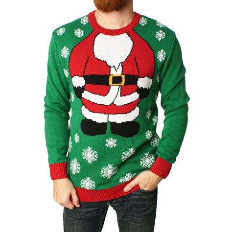 Ugly Christmas Sweater Ugly Christmas Sweater Mens Santa Body Light